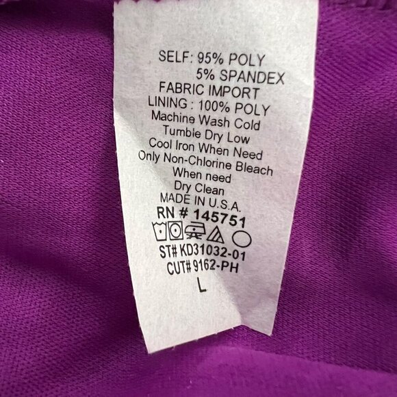 Hawthorn Women’s V-Neck Surplice A-Line Knee Length Dress Purple/Gray Tie L - Picture 9 of 9